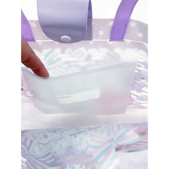 Sanrio BonBonRibbon Candy Vinyl Tote Bag w/Snap Pink Bow Cute 2012, 2015 Rare - Picture 7 of 12